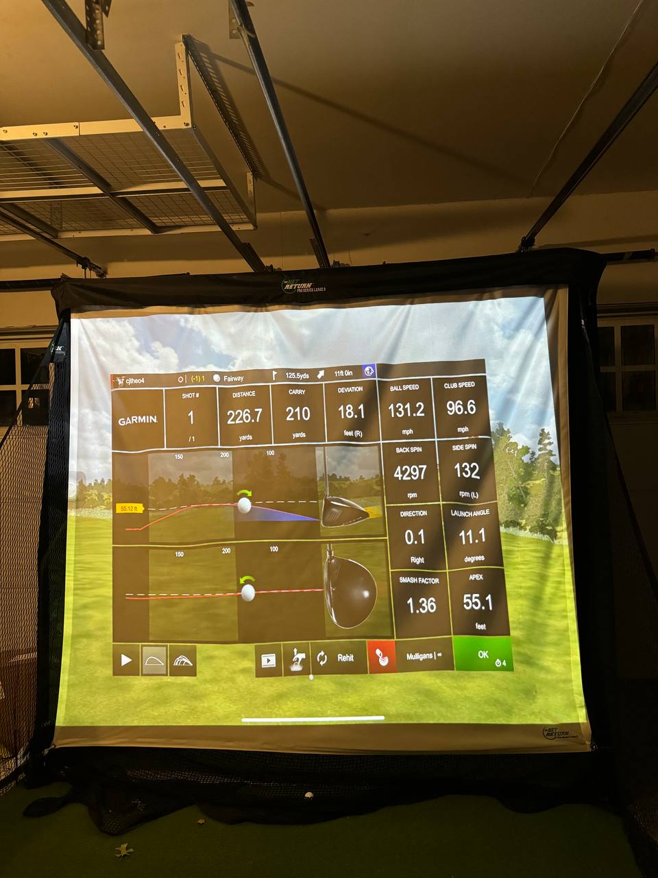 Garage sim setup with Garmin R10